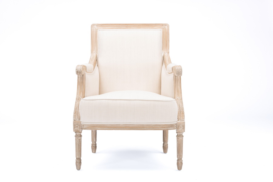 Baxton studio chavanon wood & light beige linen traditional french accent chair new arrivals