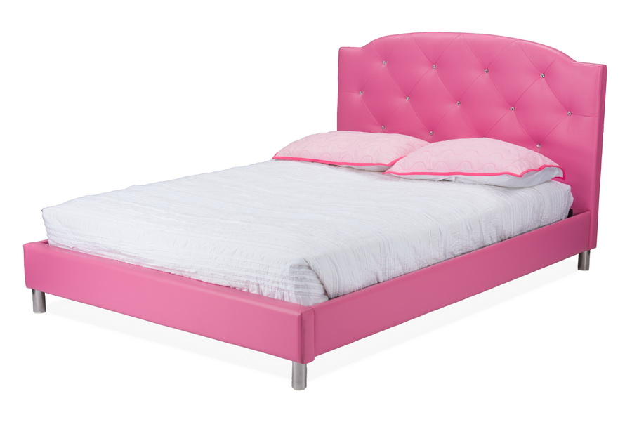 Baxton StudioCanterbury Pink Leather Contemporary Full Size Bed