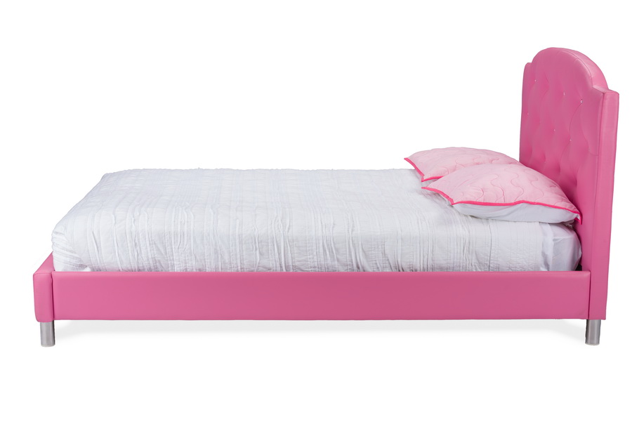 Baxton StudioCanterbury Pink Leather Contemporary Full Size Bed