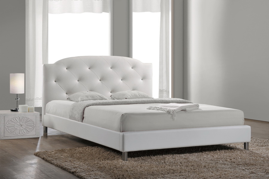 Baxton StudioCanterbury White Leather Contemporary Full Size Bed