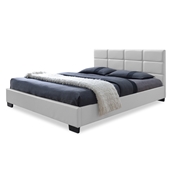 Baxton Studio Vivaldi Modern and Contemporary White Faux Leather Padded Platform Base Full Size Bed Frame