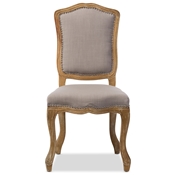 Baxton Studio Chateauneuf French Vintage Cottage Weathered Oak Beige Fabric Upholstered Dining Side Chair