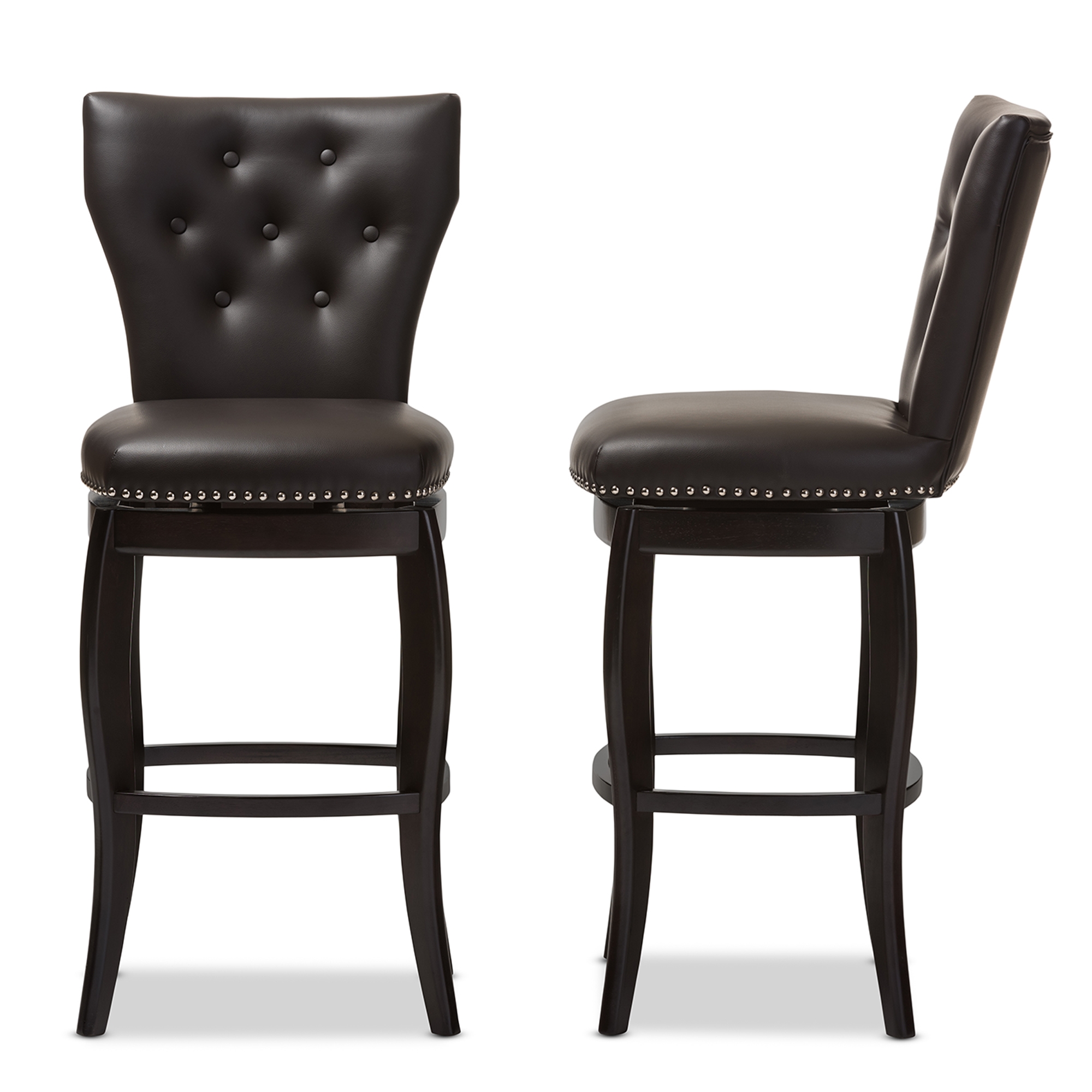 bar stools dark brown leather