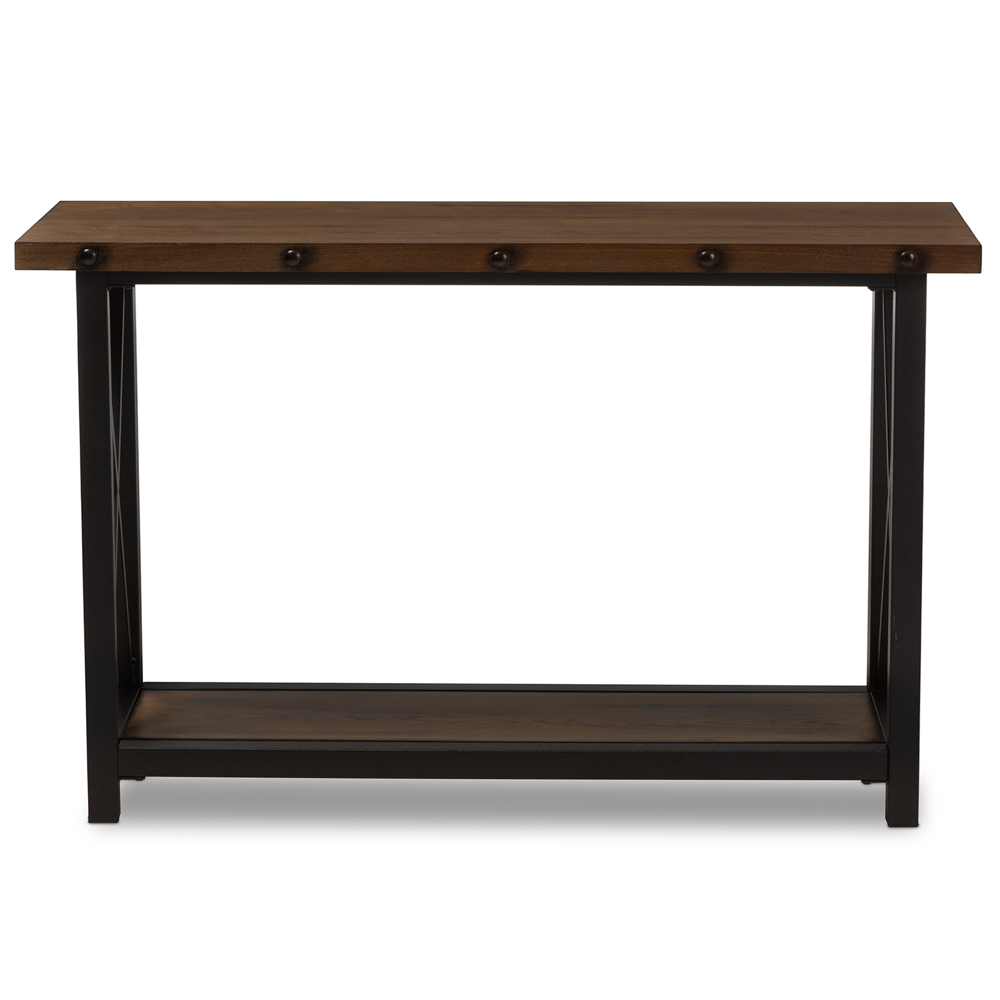 baxton studio herzen rustic industrial end table