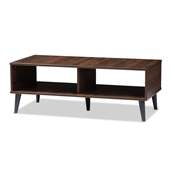 Baxton Studio Pierre Mid-Century Modern Brown and Dark Grey Finished Wood Coffee Table