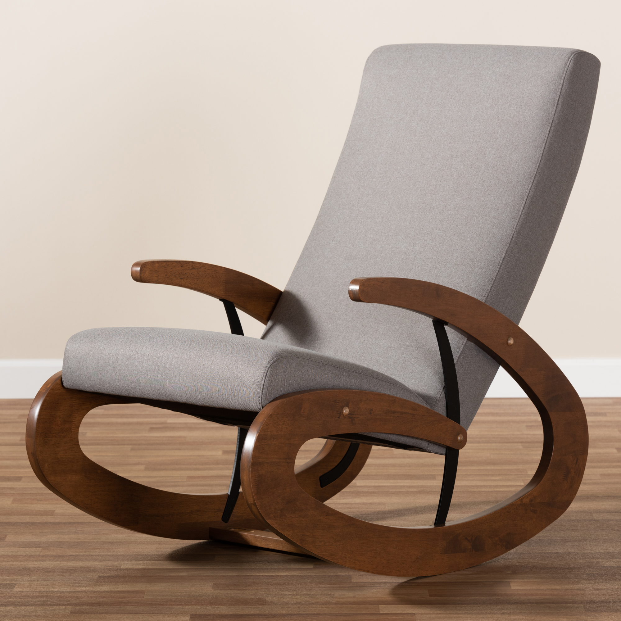 Kaira Modern Swirl Design Fabric Upholstered Walnut-Finished Wood
Rocking Chair eBay