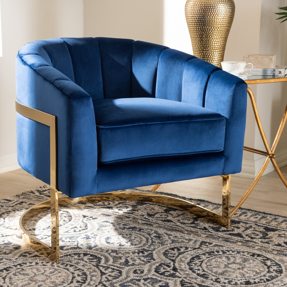 Posh Living SAC242-02LB-UE 29.5 x 31.1 x 30.7 in. Grecia Upholstered Accent  Chair, Light Blue Velvet 