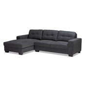 Baxton Studio Langley Modern and Contemporary Dark Grey Fabric Upholstered Sectional Sofa with Left Facing Chaise