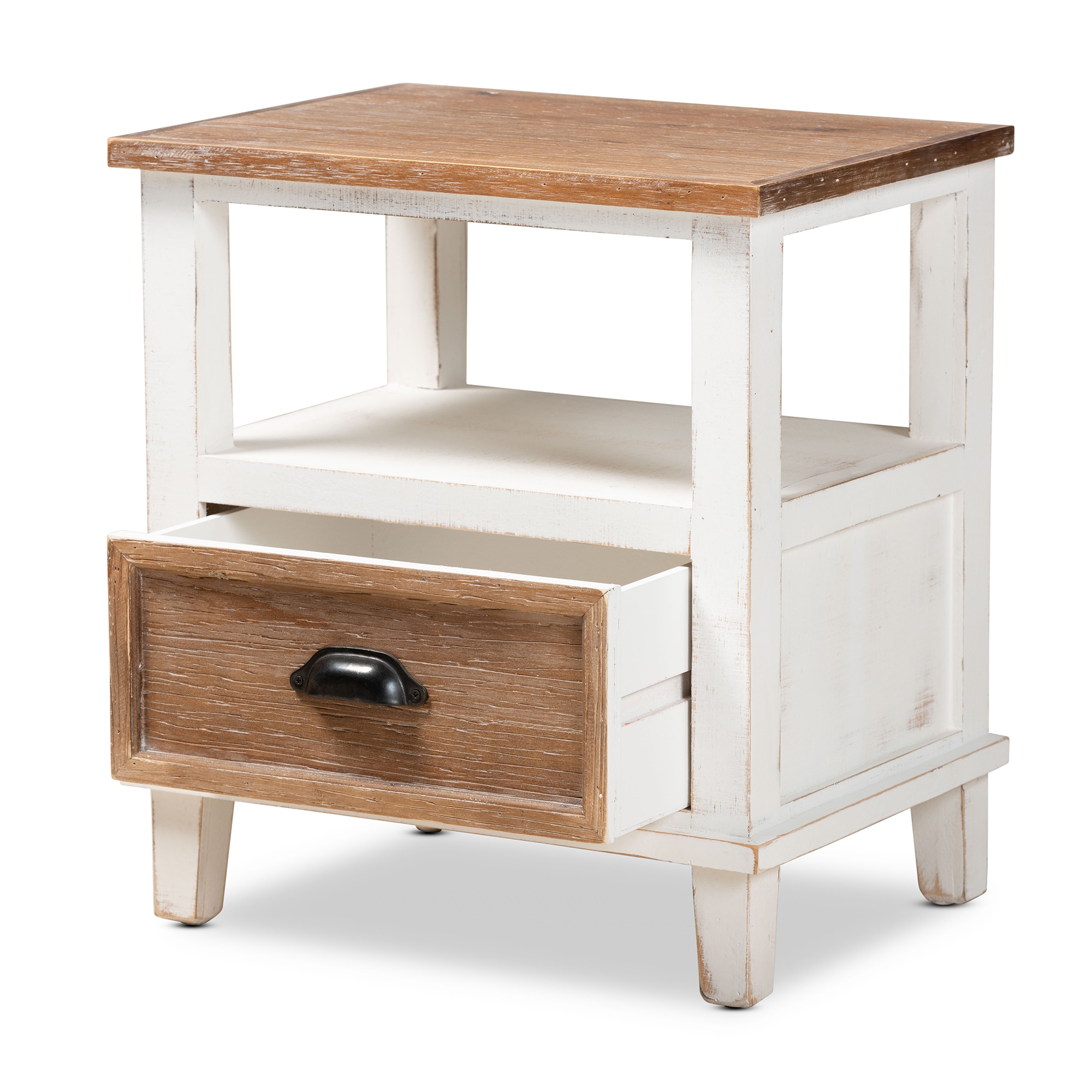 white and brown night stand