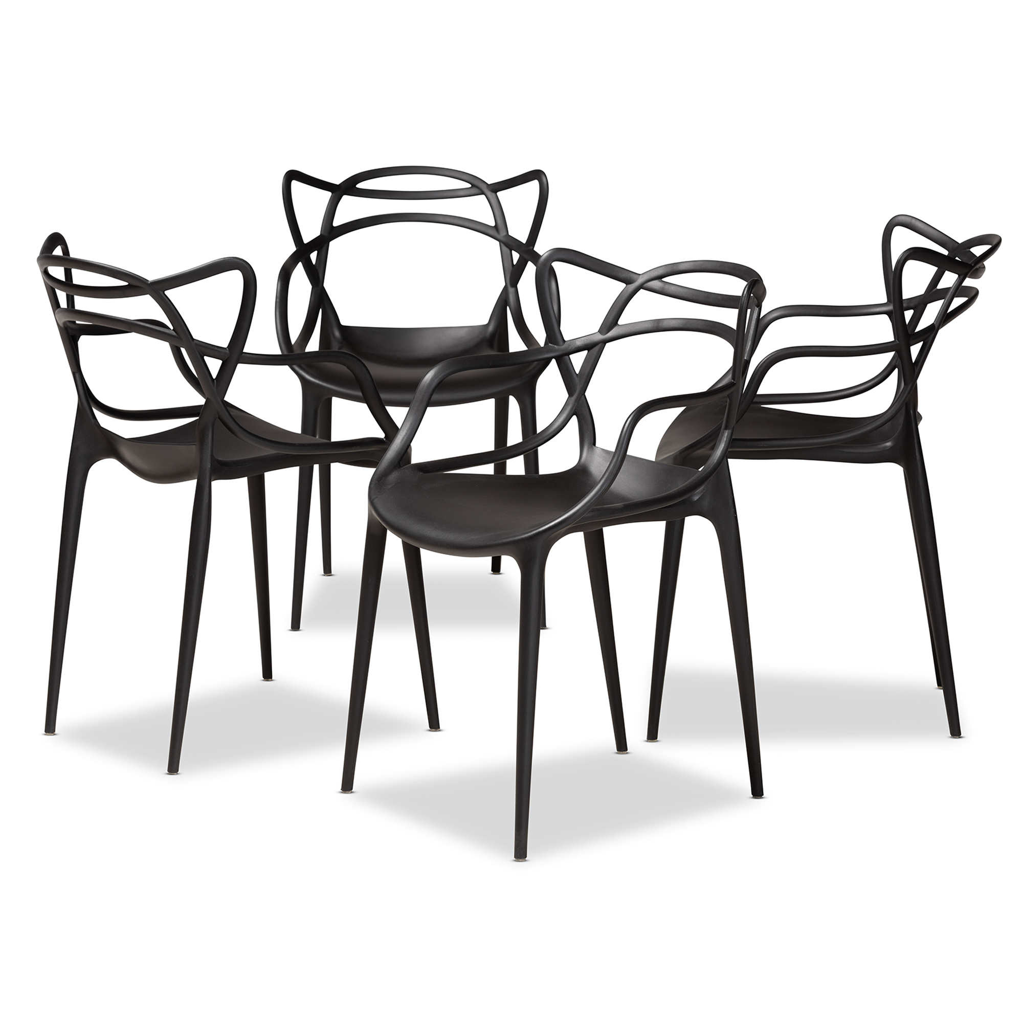 black stackable dining chairs