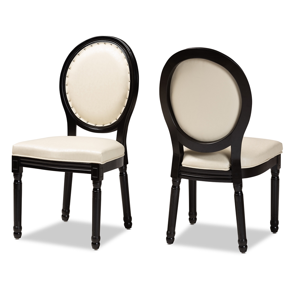 Asday Dining Chairs, Classic King Louis Black Faux Leather Upholstered  Dining Chairs, Luxurious Dining Chairs with Polished Gold Oval Back and