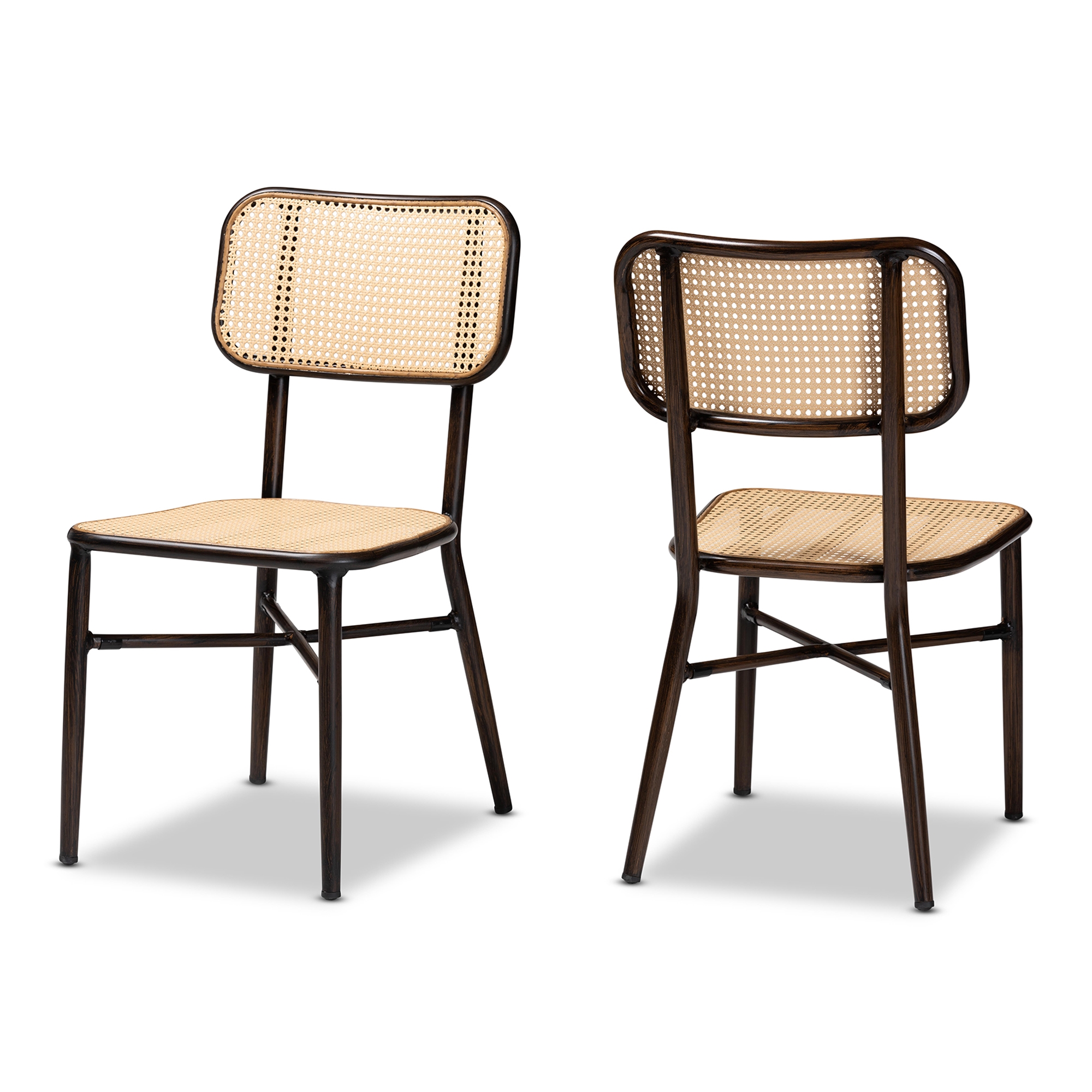 metal and cane dining chairs