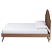 Baxton Studio Ridgely Mid-Century Walnut Brown Wood and Rattan Queen Size Platform Bed - MG9776-1/9704-Queen