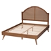 Baxton Studio Ridgely Mid-Century Walnut Brown Wood and Rattan Queen Size Platform Bed - MG9776-1/9704-Queen