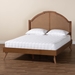 Baxton Studio Ridgely Mid-Century Walnut Brown Wood and Rattan King Size Platform Bed - MG9776-1/9704-King