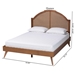 Baxton Studio Ridgely Mid-Century Walnut Brown Wood and Rattan King Size Platform Bed - MG9776-1/9704-King