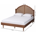 Baxton Studio Mendel Mid-Century Walnut Brown Wood and Rattan King Size Platform Bed - MG9776-1/97151-King