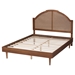 Baxton Studio Mendel Mid-Century Walnut Brown Wood and Rattan King Size Platform Bed - MG9776-1/97151-King