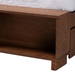 Baxton Studio Latrell Mid-Century Walnut Brown Wood and Rattan King Size Storage Bed - MG9773-1/6001-1S-King