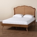 Baxton Studio Aithan Mid-Century Walnut Brown Wood and Rattan King Size Platform Bed - MG9773-1/9704-King