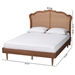 Baxton Studio Camden Mid-Century Walnut Brown Wood and Rattan Queen Size Platform Bed - MG9773-1/97151-Queen