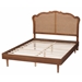 Baxton Studio Camden Mid-Century Walnut Brown Wood and Rattan Queen Size Platform Bed - MG9773-1/97151-Queen