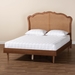 Baxton Studio Camden Mid-Century Walnut Brown Wood and Rattan Queen Size Platform Bed - MG9773-1/97151-Queen