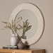 Baxton Studio Grazia Modern Round Beaded-framed Accent Mirror in Pearl White - JY23A389-Mirror