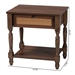 Baxton Studio Roden Transitional Dark Brown Nightstand with Rattan - Roden-Brown-Nightstand