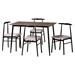 Baxton Studio Arnold Modern Industrial Beige Fabric and Metal 5-Piece Dining Set