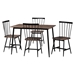 Baxton Studio Cardinal Industrial Dark Brown Wood and Metal 5-Piece Dining Set