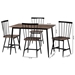 Baxton Studio Cardinal Industrial Dark Brown Wood and Metal 5-Piece Dining Set - Adele-5PC-Dining Set