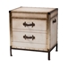 Baxton Studio Laura Vintage White Canvas 2-Drawer End Table Trunk