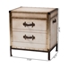 Baxton Studio Laura Vintage White Canvas 2-Drawer End Table Trunk - JY23B236-Laura-White Trunk-ET