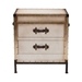 Baxton Studio Laura Vintage White Canvas 2-Drawer End Table Trunk - JY23B236-Laura-White Trunk-ET