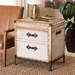 Baxton Studio Laura Vintage White Canvas 2-Drawer End Table Trunk - JY23B236-Laura-White Trunk-ET