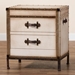 Baxton Studio Laura Vintage White Canvas 2-Drawer End Table Trunk - JY23B236-Laura-White Trunk-ET