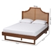 Baxton Studio Francine Mid-Century Modern Ash Walnut Woven Rattan Queen Size Bed - MG9774/97043-Queen