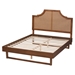 Baxton Studio Francine Mid-Century Modern Ash Walnut Woven Rattan Queen Size Bed - MG9774/97043-Queen