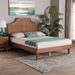 Baxton Studio Francine Mid-Century Modern Ash Walnut Woven Rattan Queen Size Bed - MG9774/97043-Queen