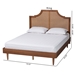 Baxton Studio Macaria Mid-Century Modern Ash Walnut Woven Rattan King Size Bed - MG9774/97151-King