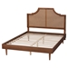 Baxton Studio Macaria Mid-Century Modern Ash Walnut Woven Rattan King Size Bed - MG9774/97151-King