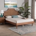 Baxton Studio Macaria Mid-Century Modern Ash Walnut Woven Rattan King Size Bed - MG9774/97151-King