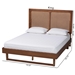 Baxton Studio Rondell Mid-Century Modern Ash Walnut Woven Rattan King Size Bed - MG9778/97043-King