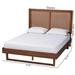 Baxton Studio Rondell Mid-Century Modern Ash Walnut Woven Rattan King Size Bed - MG9778/97043-King