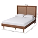 Baxton Studio Boris Mid-Century Modern Ash Walnut Woven Rattan King Size Bed - MG9778/97151-King