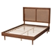 Baxton Studio Boris Mid-Century Modern Ash Walnut Woven Rattan King Size Bed - MG9778/97151-King