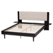 Baxton Studio Adriano Transitional Beige Fabric and Black Wood Queen Size Bed with Built-In Side Tables - MG0222-2-Black/Beige-Queen