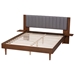 Baxton Studio Kalista Transitional Modern Grey Fabric and Walnut Brown Wood Queen Size Bed with Built-In Side Tables - MG-0222-1-Walnut/Dark Grey-Queen