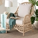 bali & pari Florence Bohemian Ivory Braided Rattan Arm Chair - Regal 1-Ivory Rattan-CC